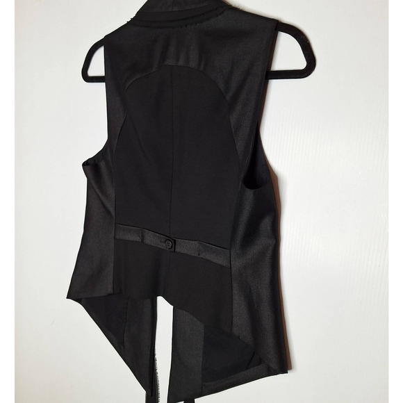 EDUN Open Front Silk Tie Vest XS Gray Black Modern Corporate Goth Lagenlook - Picture 11 of 12